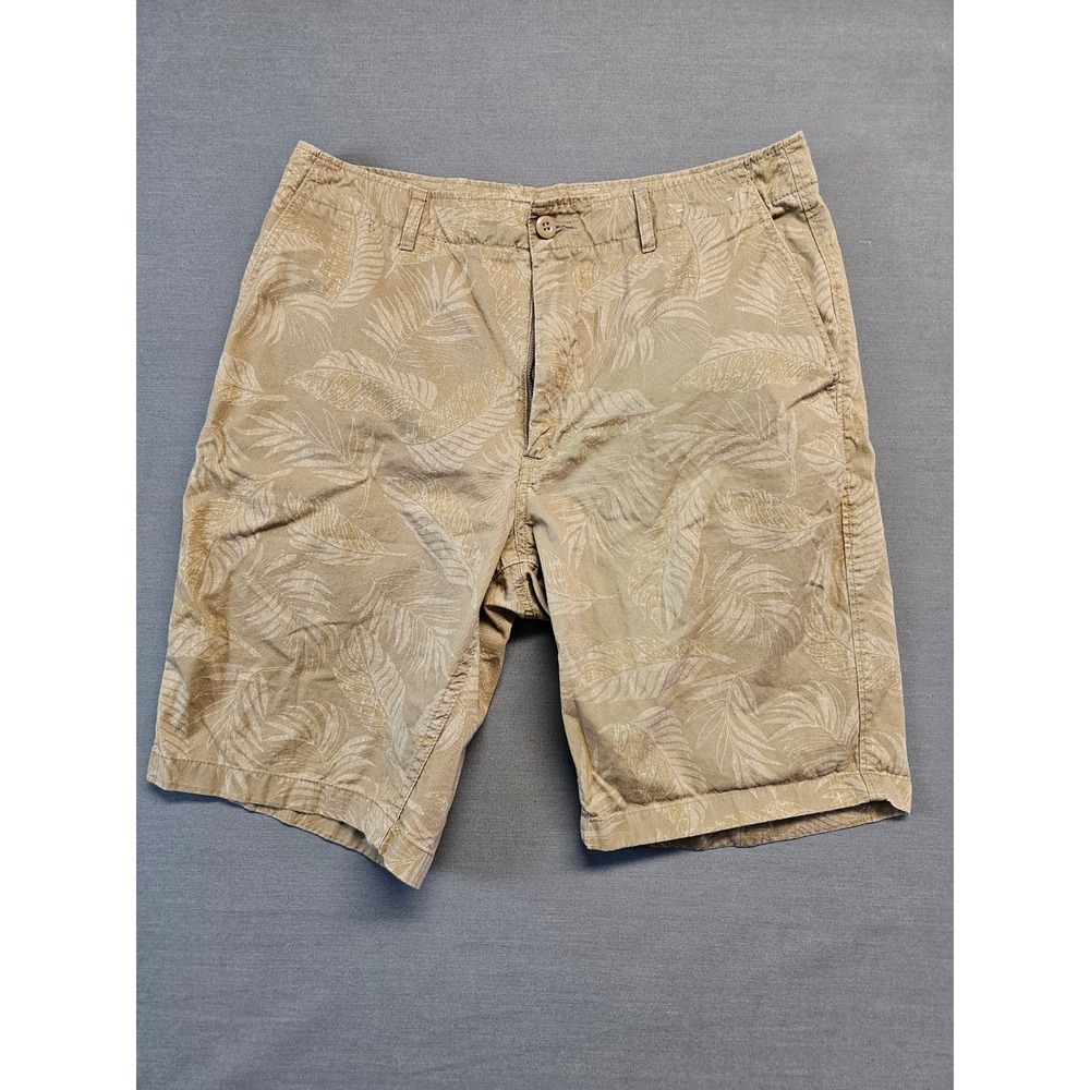 Reyn Spooner x Uniqlo Mens Palm Leaf Chino Shorts Khaki Tan Size M 33